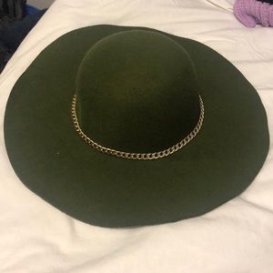 Olive green hat with chain